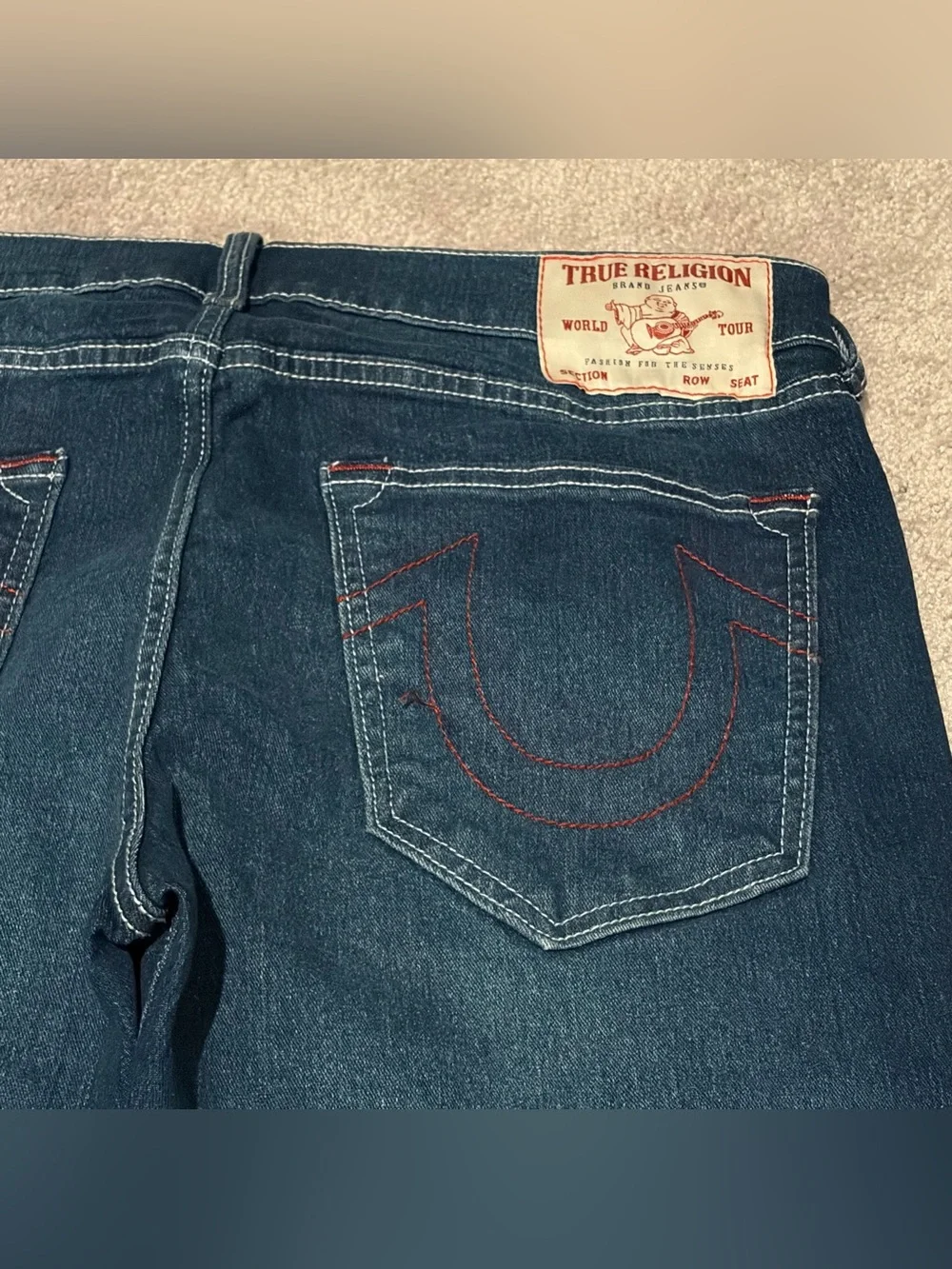 True Religion Rocco Relaxed Skinny Jeans Men’s Size 34x32 Dark Wash NWT No Flap